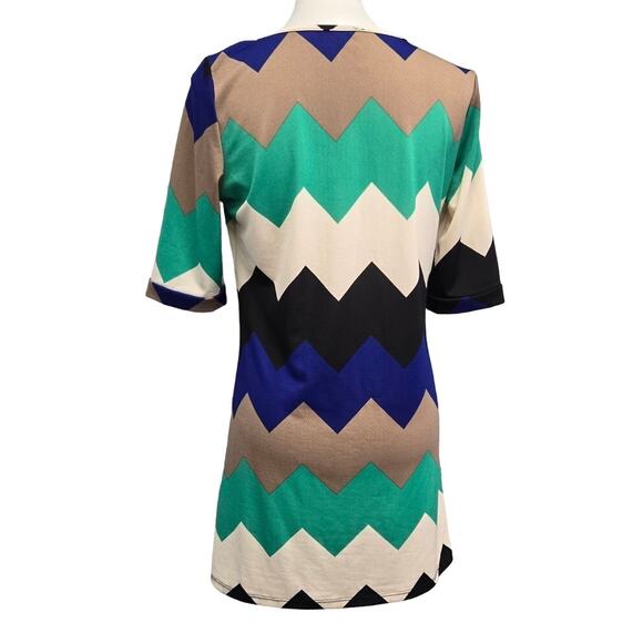 Point Womens Large 1/2 Sleeve Chevron Striped Polyester Knee Length Sheath Dress - Picture 4 of 6